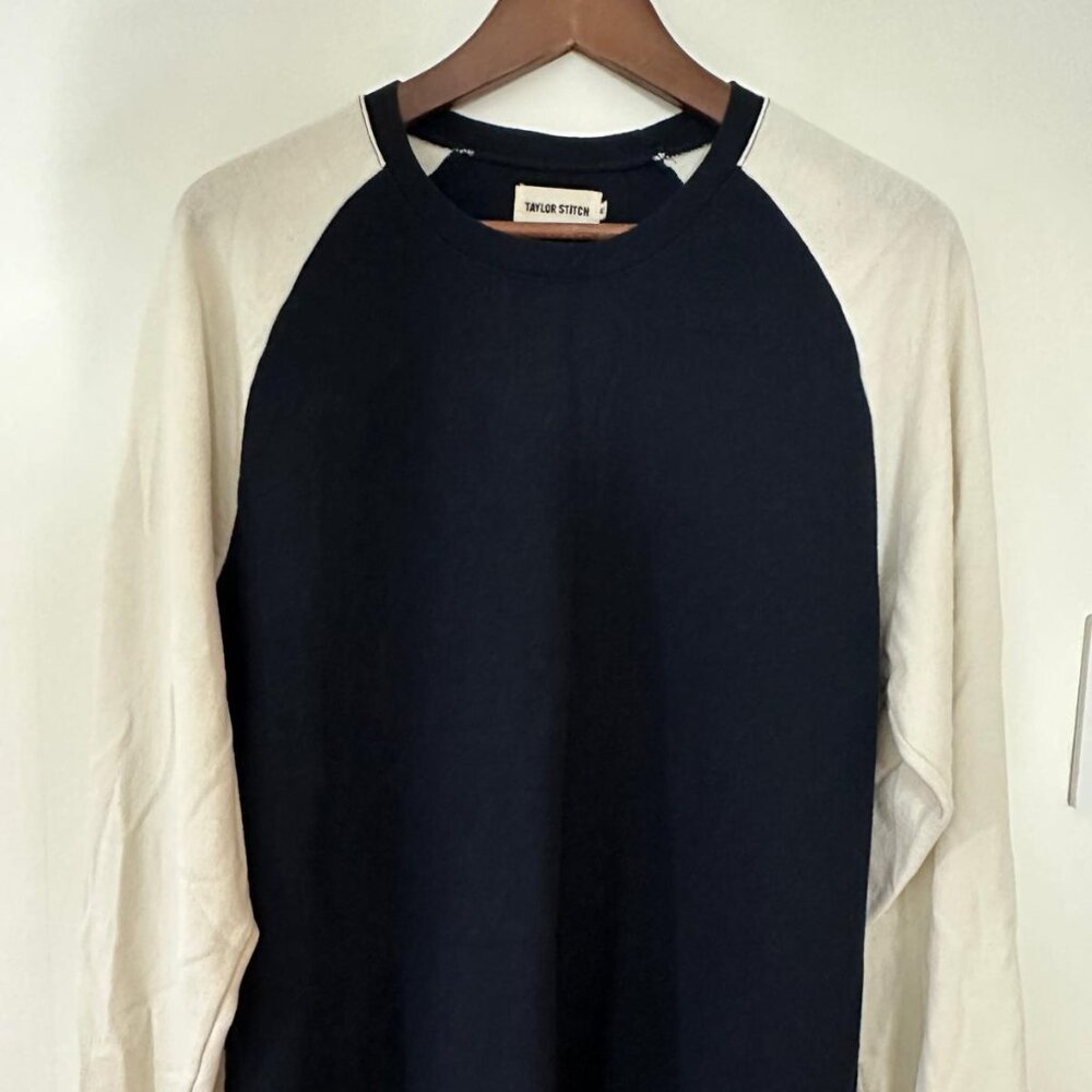 Taylor Stitch Heavy Bag Raglan t-shirt - navy / white - Size L